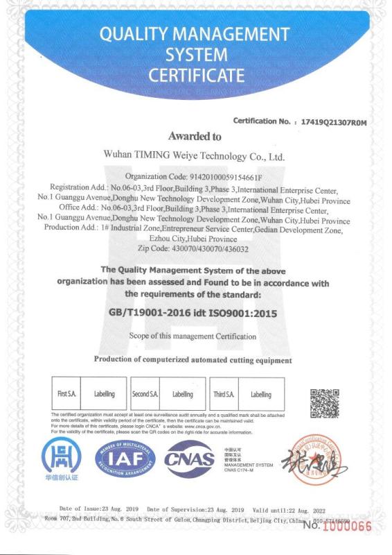 ISO9001 - Wuhan Timing Weiye Technology Co., Ltd.