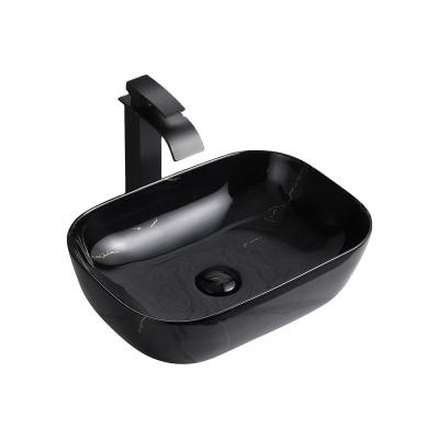 China Modern Black Marble Bathroom Sanitary Ware Ceramic Hand Color Sink Bowl for sale