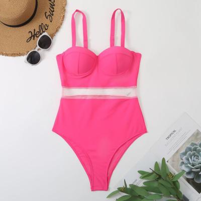 China Breathable Sporty One Piece Swimsuit High Cut Solid Color Push Up Bikini For Girls for sale