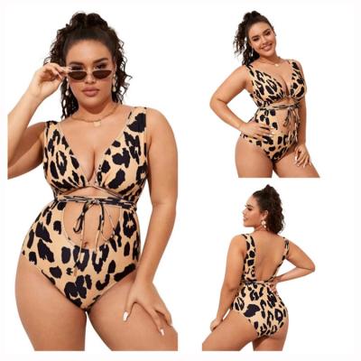 China Breathable Sexy Copy Plus Size Leopard Bikini Ladies One Piece Swimsuit Mature Micro Bikini Plus Size for sale