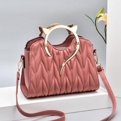 China Cat Hardware Fashion Large Capacity Fashion Casual Purse PU Pink Leather Cats for sale