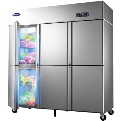 China Other New style commercial kitchen large capacity double temperature six door refrigerator display cabinet for sale