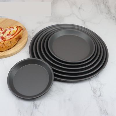 China Other Popular design baking utensils 6-12 inch shallow hard film round black aluminum alloy pizza plate for sale