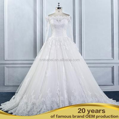 China Breathable AL16107 2020 New Line Wedding Dress White With Sleeves for sale