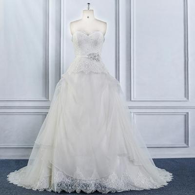 China Hot Sale Fashion A Line Wedding Dress Breathable With Sleeve Wedding Dress And Lace Up Appliqued Dress From Guangzhou for sale