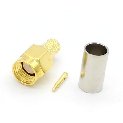 China RF SMA Male Plug Crimp Type RF Coaxial Connector For RG58 50-3 LMR195 LMR200 RG141 Cable for sale