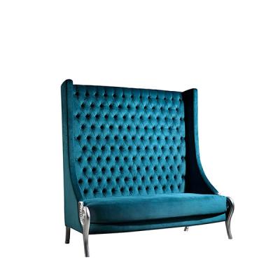 China Modern Luxury High Back Adorned Hotel Lobby Loveseat Armchair for sale