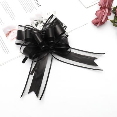 China New HUAJU Design Wedding Party Decoration Gift Wrap Pull Flower Color Ribbon Holographic Ribbon Flower Hot Sale Holiday Decoration for sale