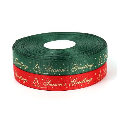 China Recyled Printed Christmas Tree Ribbon DIYchristmas Ribbon Bow Gift Christmas Ribbon Wrapping Roll for sale