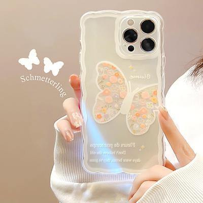 China Butterfly Pattern Shockproof Conch With Transparent Wavy Edge TPU Phone Case For iphone 13 pro 13 mini 12 pro 11 XR Max Max XS 7 8 PLUS for sale