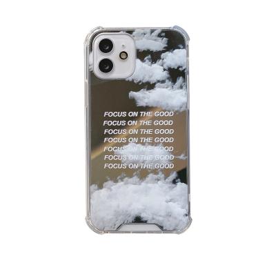 China Luxury Shockproof White Clouds Plating TPU Mirror Phone Case Cover For iPhone 13 Case Silicon For iPhone 11 12 Case for sale