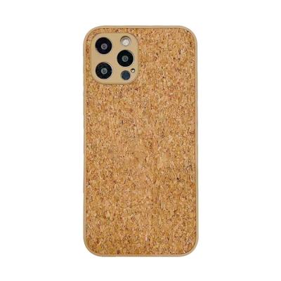 China Custom soft shockproof designer cork fiber TPU case for iphone 13 cell phone case for iphone11 12 wood grain cell phone case for sale