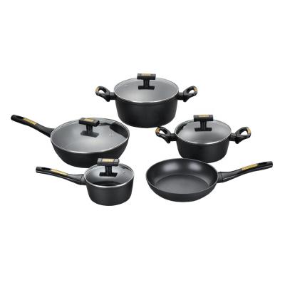 China Durable 9PCS Black Non Stick Coating Cookware Set for sale