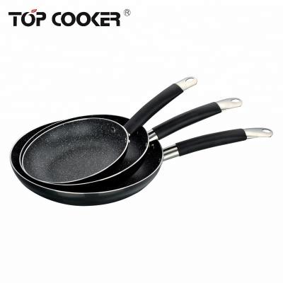 China Durable Pressed Aluminum Black Non Stick Marble Coating Fry Pan for sale