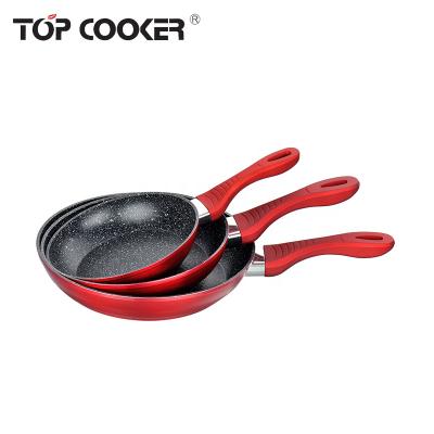 China European market viable non forged non stick marble coating black fry pan for sale