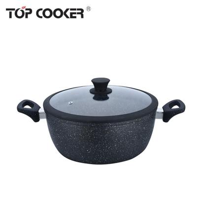 China 28cm Viable Ball Crockpot Marble Stone Liner Pot With Silicone Lid for sale