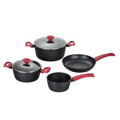 China 7pcs Forged Aluminum Durable Non Sticking Cookware Set Kitchenware for sale