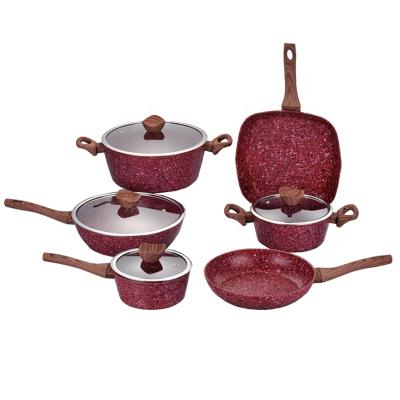 China Traditional Hot Sale Granite Aluminum Forged Cookware Set With Induction Bottom for sale