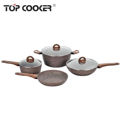 China Sustainable Forged Aluminum Granite Coating Cookware Set for sale