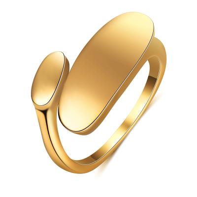 China Wholesale Trendy Chosen Jewelry RTS Ring 18k Stainless Steel Gold Plated Simple Opening Simple Jewelry For Women Men for sale