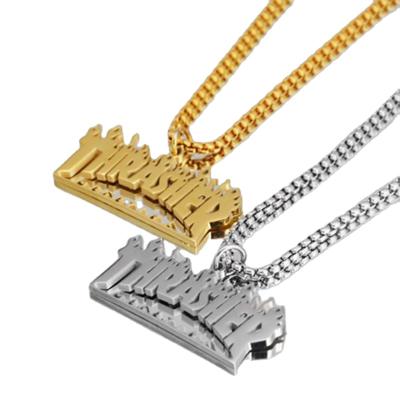 China New Design Hip Hop Jewelry RTS Hip Hop Chosen Stainless Steel Flame Letters Pendant Necklace for Rappers for sale