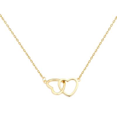 China Fashionable Wholesale High Quality Elu Jewelry RTS Stainless Steel Double Heart Choker Necklace For Women Jewelry for sale