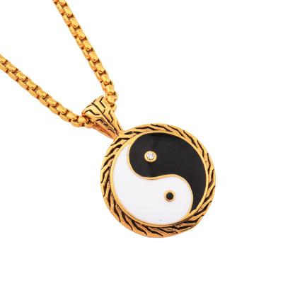 China Titanium Steel Yin Yang Pendant For Wholesale Hiphop Chosen Jewelry RTS Hiphop Religion Style Jewelry for sale