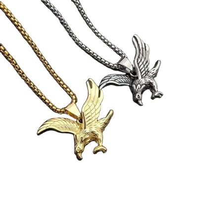 China Hiphop Chosen Jewelry RTS Vintage Polish Stainless Steel Animal Pendant Gold Plated Eagle Pendant For Men for sale