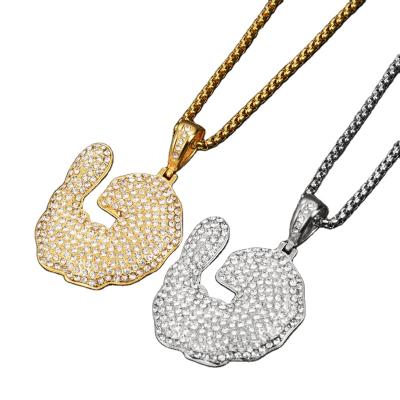 China Hiphop Jewelry RTS Chosen Stainless Steel Diamond Shrimp Animal Hip Hop Necklace For Men Women Pendant for sale