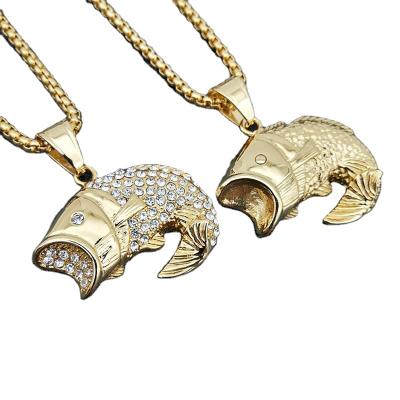 China Hiphop Chosen Jewelry RTS New Arrival Gold Plated Stainless Steel Fish Animal Pendant For Men Women Jewelry for sale