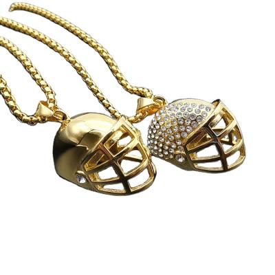 China Hiphop Elu Jewelry RTS Stainless Steel Diamond Football Helmet Iced Out Bling Trendy Pendant For Men for sale