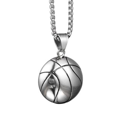 China Vintage Chosen Jewelry RTS New Arrival Iced Out Stainless Steel Ball Sports Gym Basketball Pendant For Men Jewelry for sale