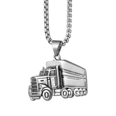 China Vintage Chosen Jewelry RTS Stainless Steel Car Shape Necklace Large Truck Pendant Necklace For Hip Hop Men Jewelry for sale