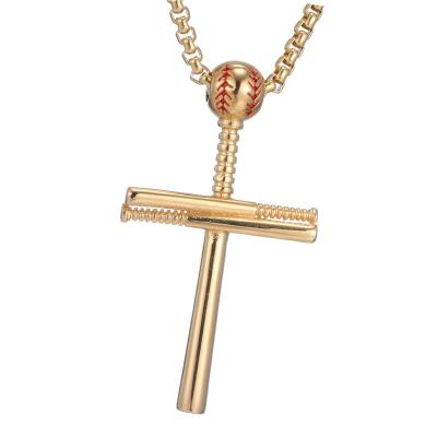 China Black Chosen Hiphop Jewelry RTS Hip Hop Jewelry New Design Stainless Steel Gold Plated Baseball Cross Necklace For Men Jewelry for sale