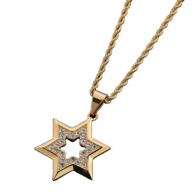 China Wholesale Hiphop Chosen Six Jewelry RTS Stainless Steel Gold Plating Sharp Star Pendant For Men for sale