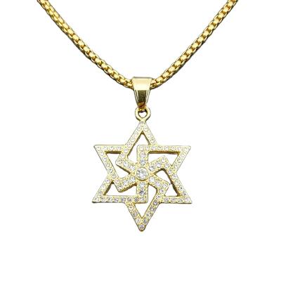 China Chosen Hiphop Jewelry RTS Hip Hop Men Star Shape Jewelry Titanium Gold Plating Steel Star of David Necklace for sale