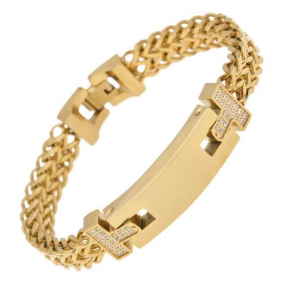 China Hiphop Chosen Jewelry RTS Wholesale 10mm Stainless Steel Zircon Keel Chain Bracelet With Gold Silver Plating for sale