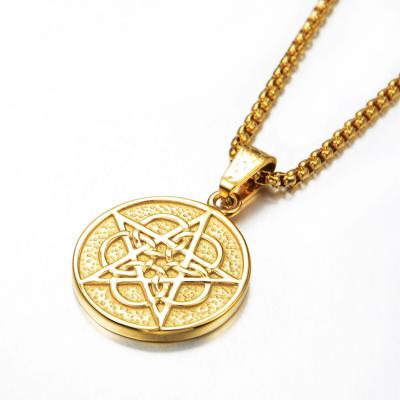 China Hiphop Chosen Jewelry RTS Hiphop Stainless Steel Gold Plated Coin Star Sign Necklace For Men Jewelry for sale