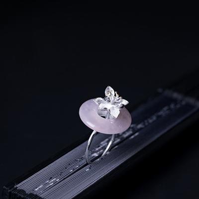 China Wholesale Trendy Elected 925 Sterling Silver Pink Crystal Lotus Lotus Crystal Stone Rings For Women Gift Jewelry for sale