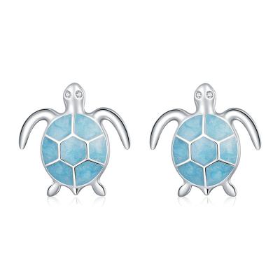 China Elu Jewelry RTS Hot Selling Hot Selling Sterling Silver Marine Animal Turtle Blue Enamel 925 Necklace And Earrings Set For Women Jewelry for sale