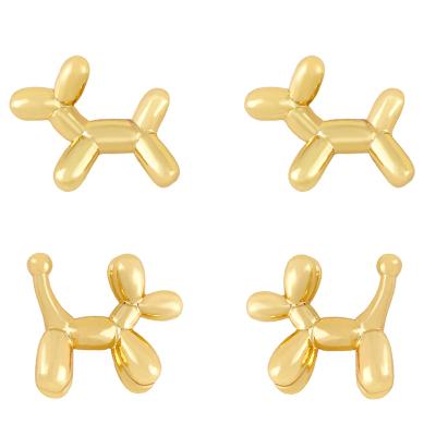 China Wholesale Fashion Cute Design RTS Jewelry Elu Brass Gold Plated Cute Animal Balloon Dog Earrings Studs For Women for sale