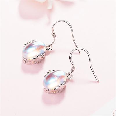 China Hiphop Elu Jewelry RTS Copper Color Crystal Moonstone Stones Women Earrings Jewelry Gift for sale