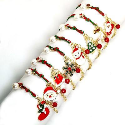 China Wholesale TRENDY Christmas Bracelet Jewelry RTS Santa Claus Snowflake Bangle Elu Enamel Bracelet For Christmas Gift Jewelry for sale