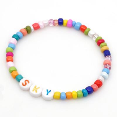 China Wholesale FASHIONABLE DIY Jewelry RTS Chosen Personalized Custom Jewelry A-Z Letters Colorful Beads Stretch Bracelet For Women Men for sale