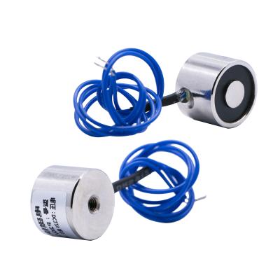 China Small DC 12v 24v Industrial Magnet Cylinder Powerful Holding Type Mini Electromagnet for sale