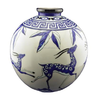 China Transitional Antique Nice Design Longwy Collection Round Ceramic Flower Vase For Home Decoration for sale