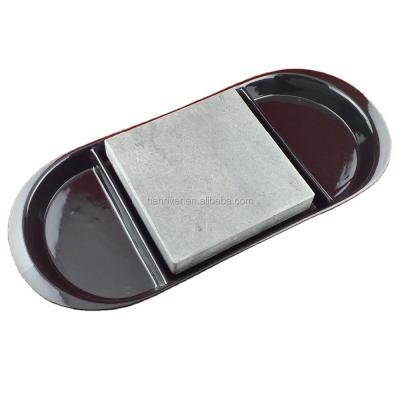 China Viable Home Use Hot Rock Grill Kitchen Tools For Sale Steak Grill Lava Stone With Black Oval Ceramic Board Dish for sale