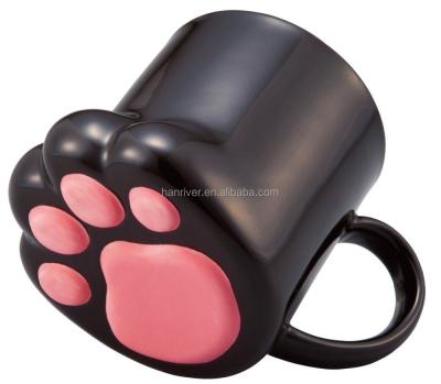 China Wholesale Custom Stocked Logo Mug Cat Paw Shape Ceramic Coffee Mug for sale