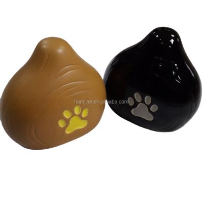 China Best Stocked Selling Unique Ceramic Pet Urn Casket With Hand Paint Paw Mark For Dog for sale