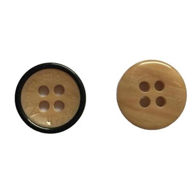 China Dry Clean Imitation Faux Wood Looks Logo Resin Button Engraved Custom Stock /Botones/Boton De Resina for sale